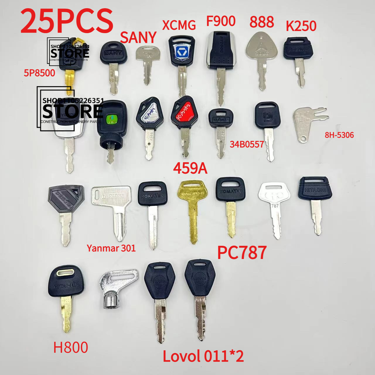 50/35/25pc Excavator Keys for  - Heavy Equipment Keys Master Set のレビューと価格